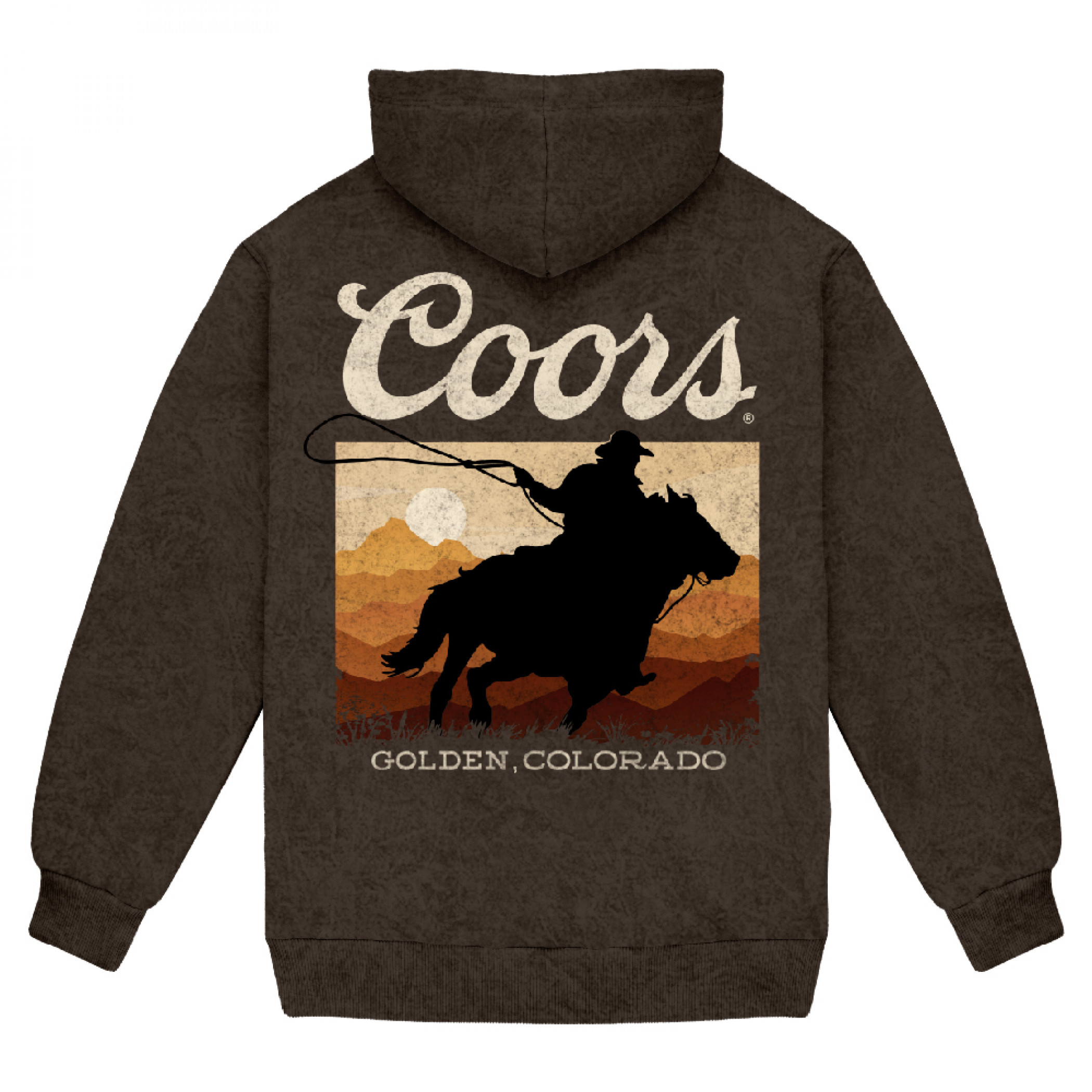 Coors Cowboy Western Sunset Mineral Wash Pull-Over Hoodie